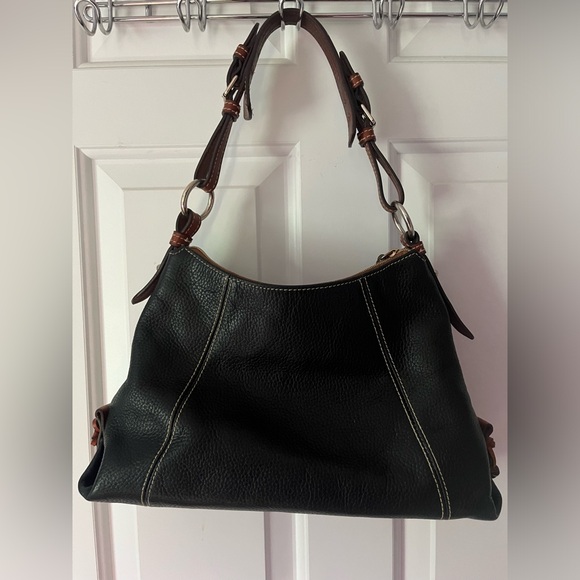 Vintage Y2K Dooney & Bourke Black Leather Hobo Handbag 2000s - Picture 2 of 15